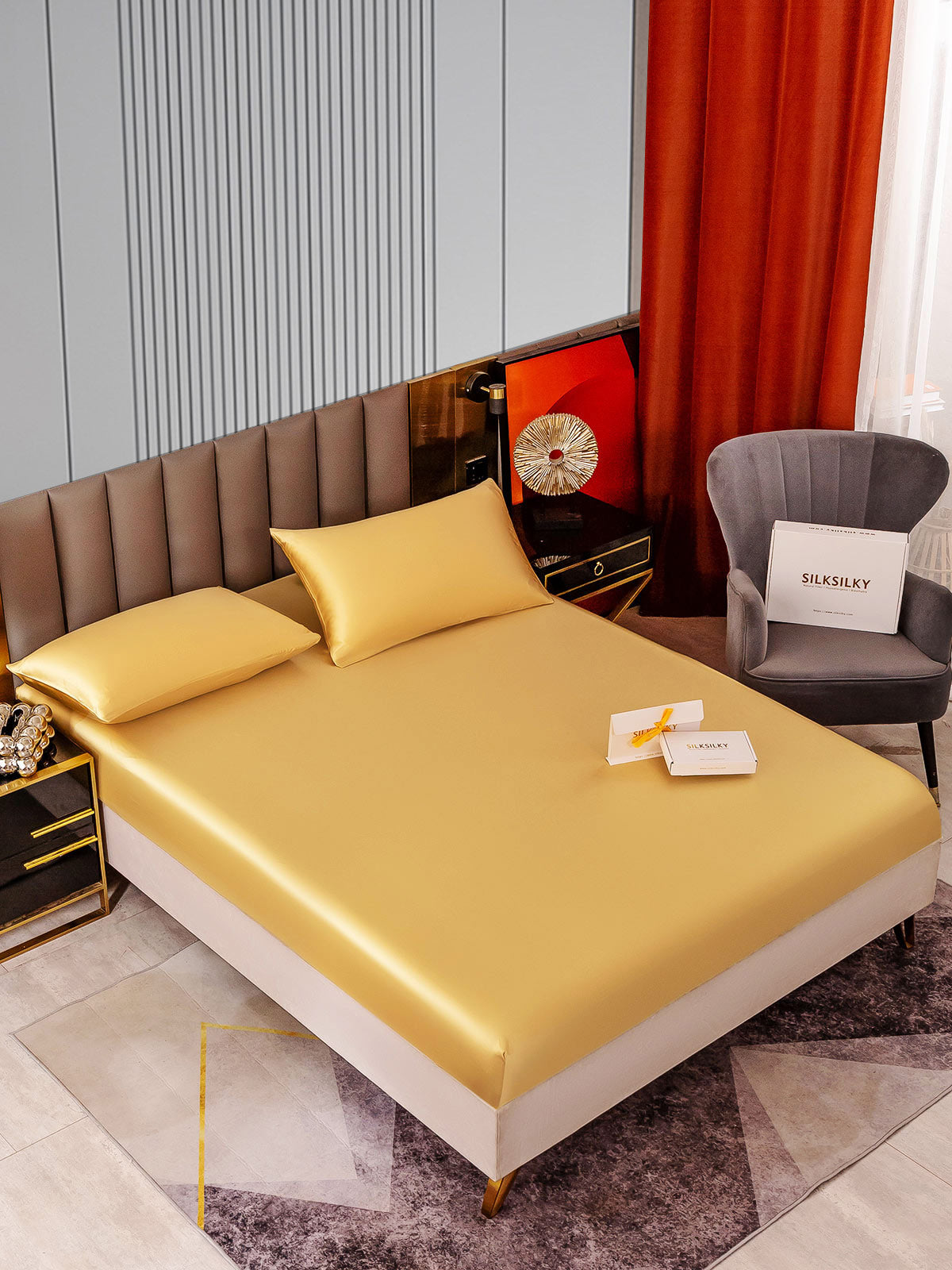 [Champagne] SilkSilky-NO 22Momme Bedding Set 002