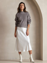 [Hvit] SilkSilky-NO Spaghetti Strap V Neck Kjole 007