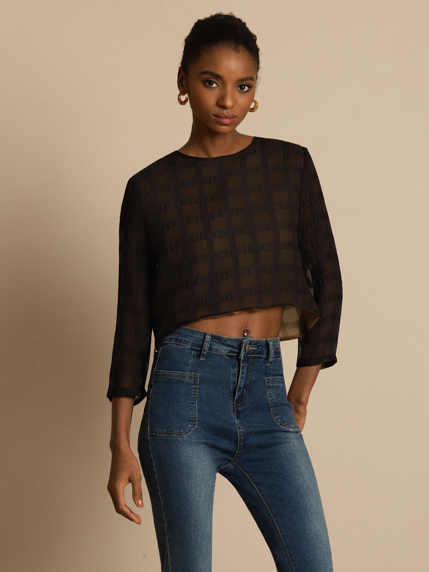 [Svart] SilkSilky-NO Blouse 001