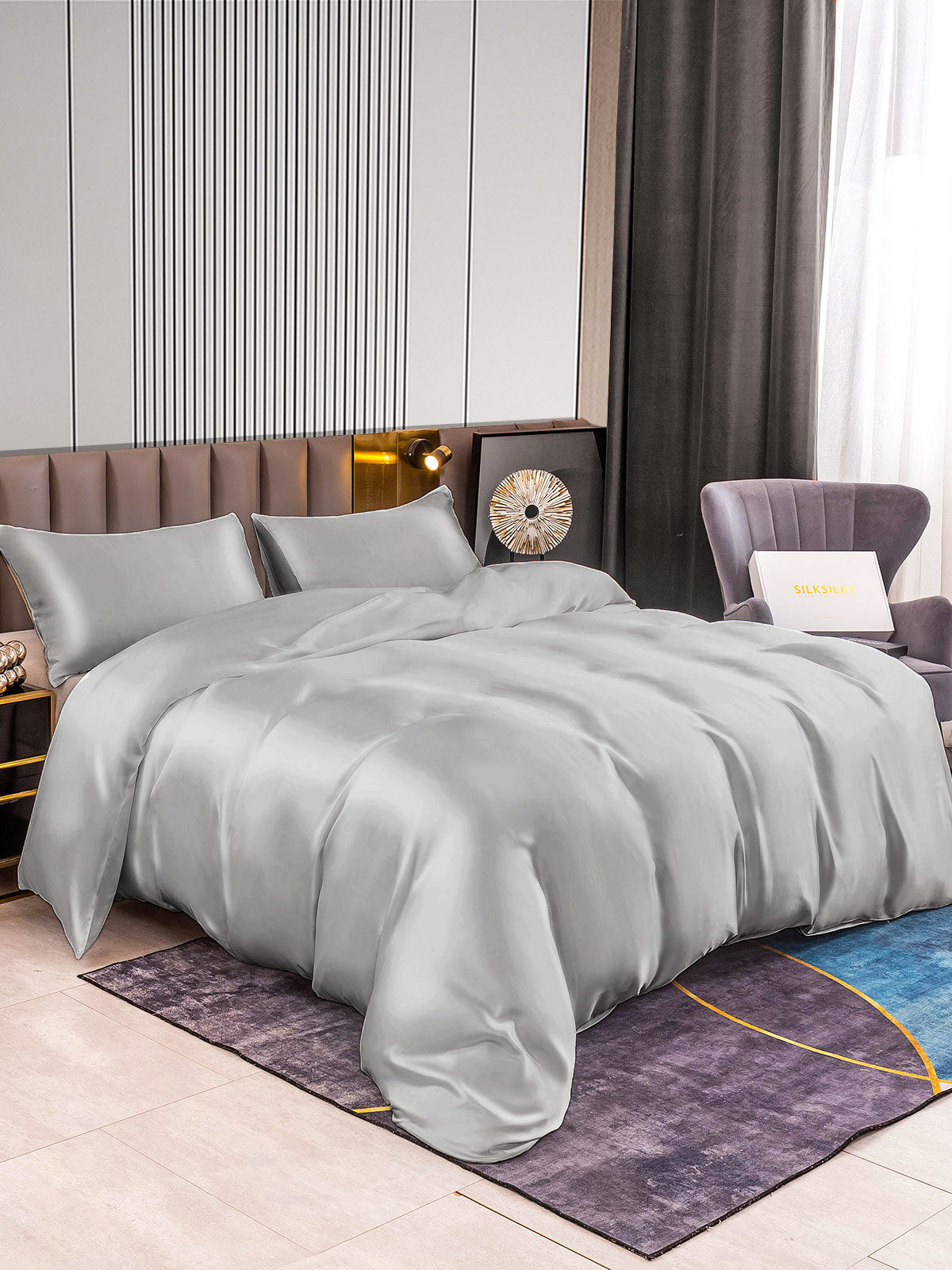 [Sølv] SilkSilky-NO 22Momme Bedding Set 003