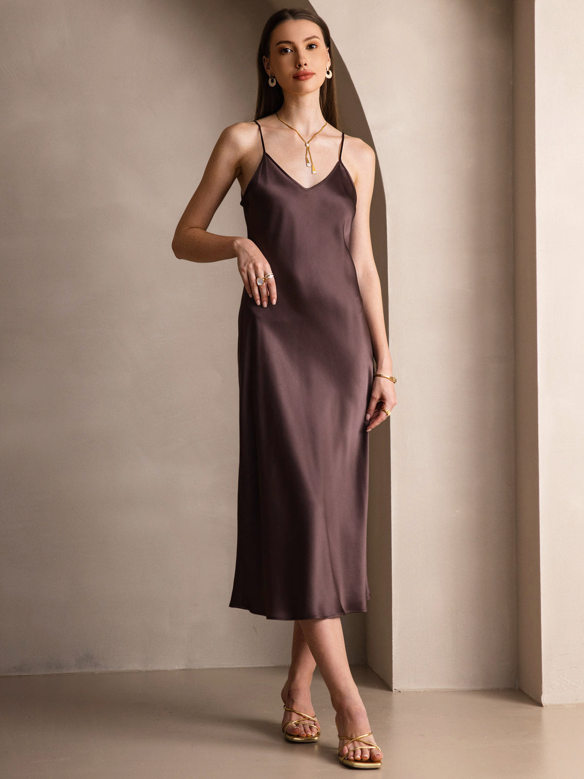 [Kaffe] SilkSilky-NO Pure Silk Sleeveless Round Neck Kjole 004