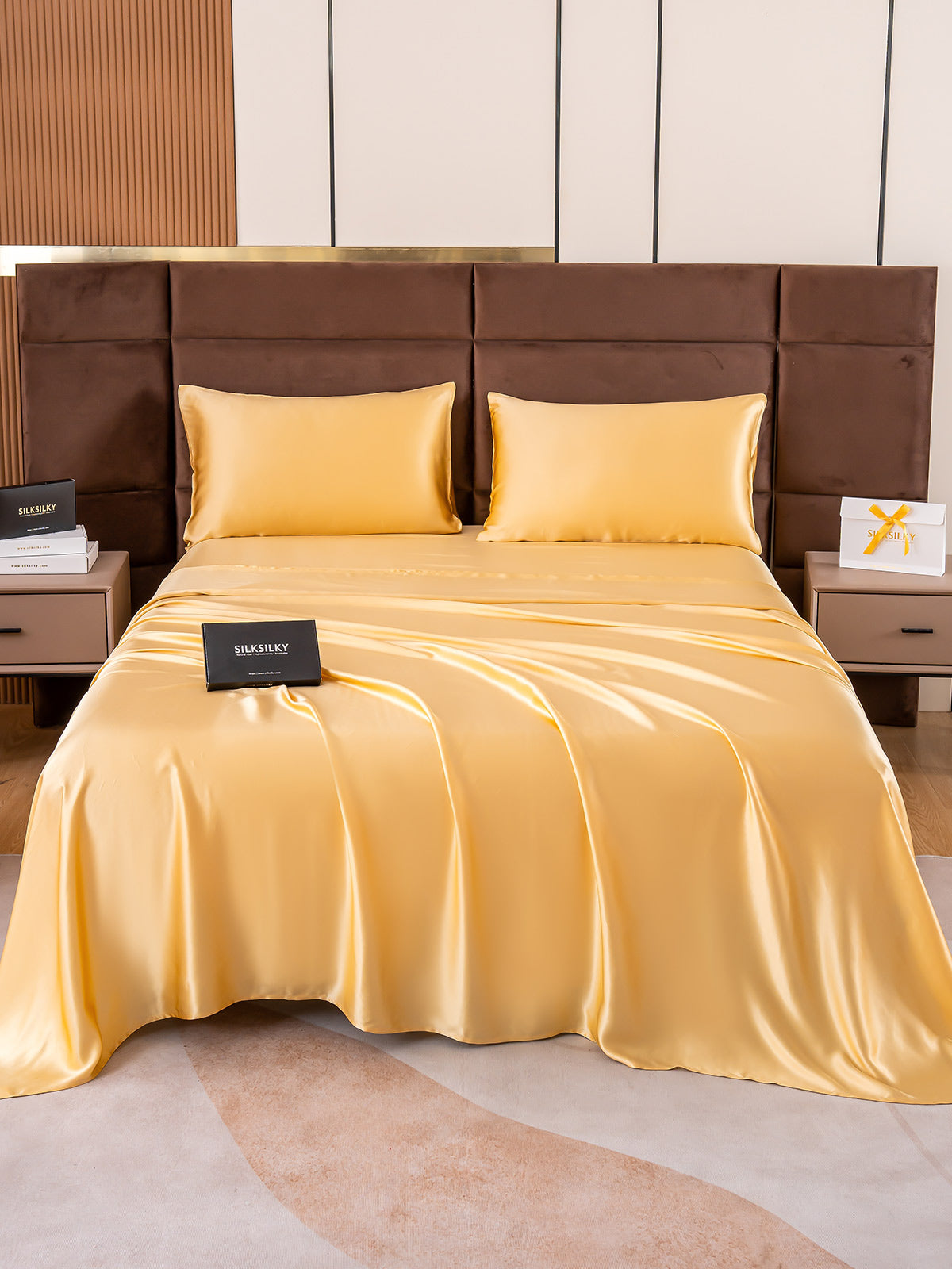 [Champagne] SilkSilky-NO 19Momme Pure Silk Bedding Set 002