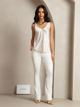 [Lysegrå] SilkSilky-NO Sleeveless V Neck Camisole Topp 004