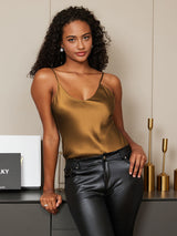 [Kaffe] SilkSilky-NO Spaghetti Strap V Neck Camisole Topp 003