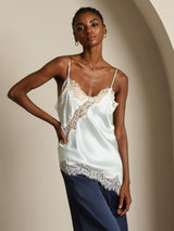 [Lyse Blå] SilkSilky-NO Spaghetti Strap V Neck Camisole Topp 007