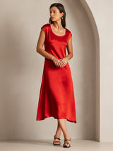 [Vin] SilkSilky-NO Cap Sleeve Scoop Neck Kjole 001
