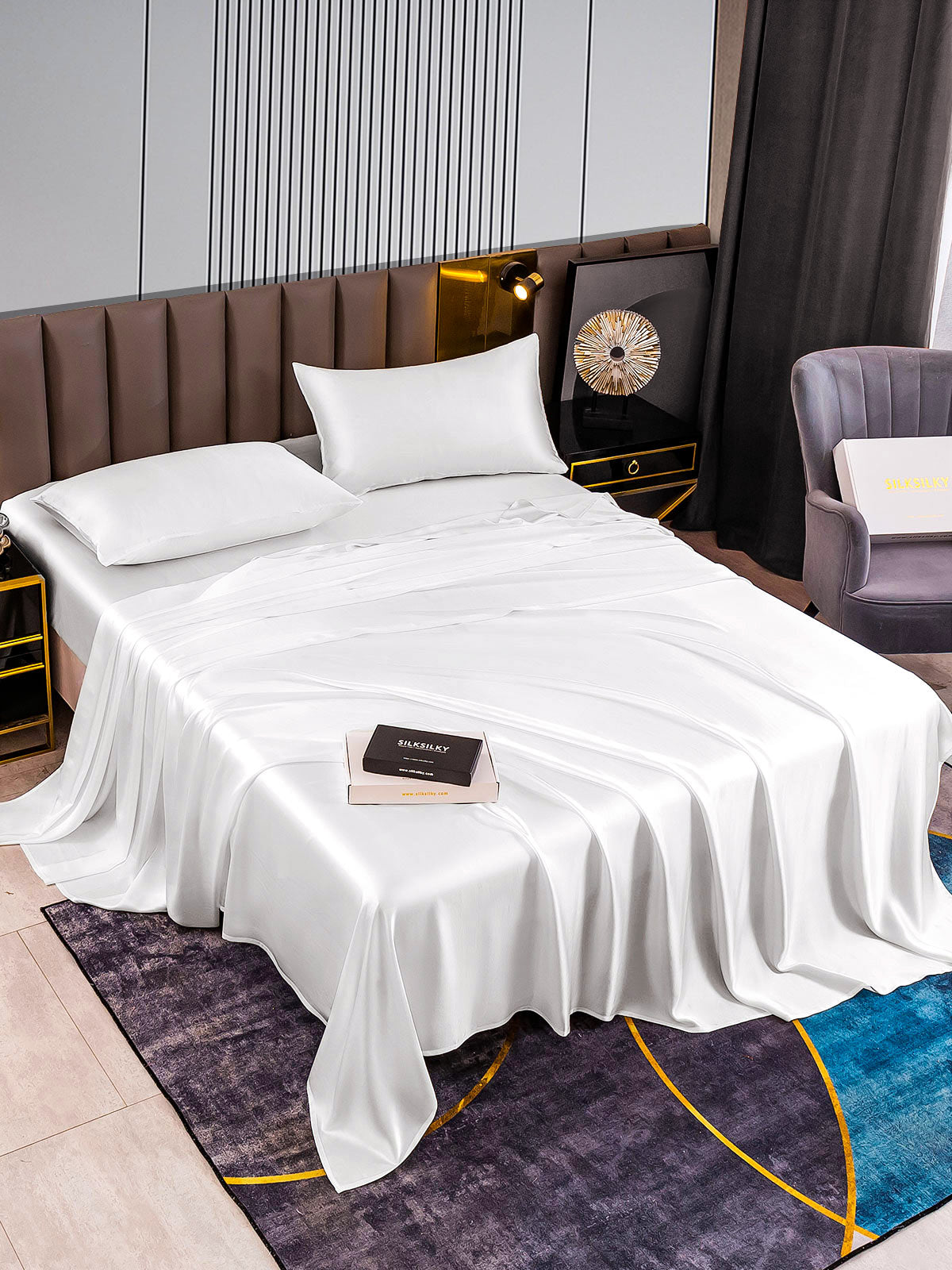 [Hvit] SilkSilky-NO 22Momme Bedding Set 002