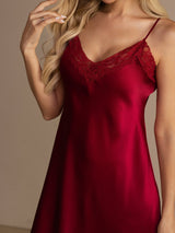 [Vin] SilkSilky-NO Spaghetti Strap V Neck Nattkjole 008