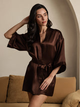 [Kaffe] SilkSilky-NO 3/4 Sleeve Morgenkåpe for Kvinner 004