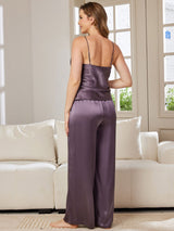 [Lilla Grå] SilkSilky-NO Spaghetti Stropp V Hals Camisole sett 002
