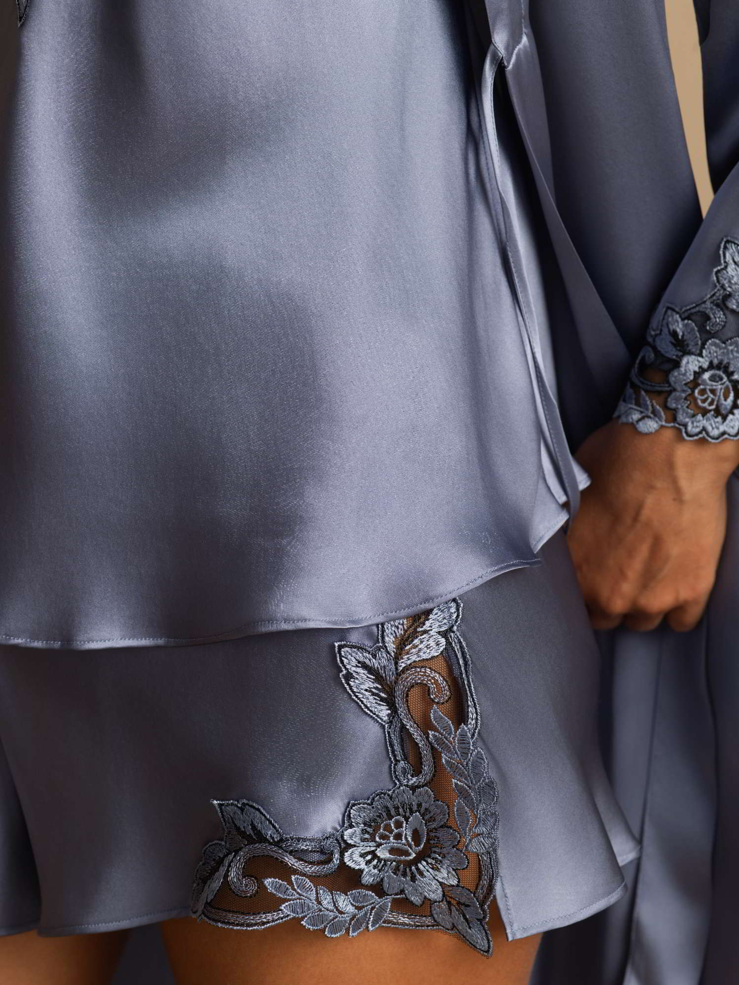 [Stål Blå] SilkSilky-NO Silke Womens Pajamas 005