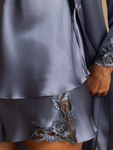 [Stål Blå] SilkSilky-NO Silke Womens Pajamas 005
