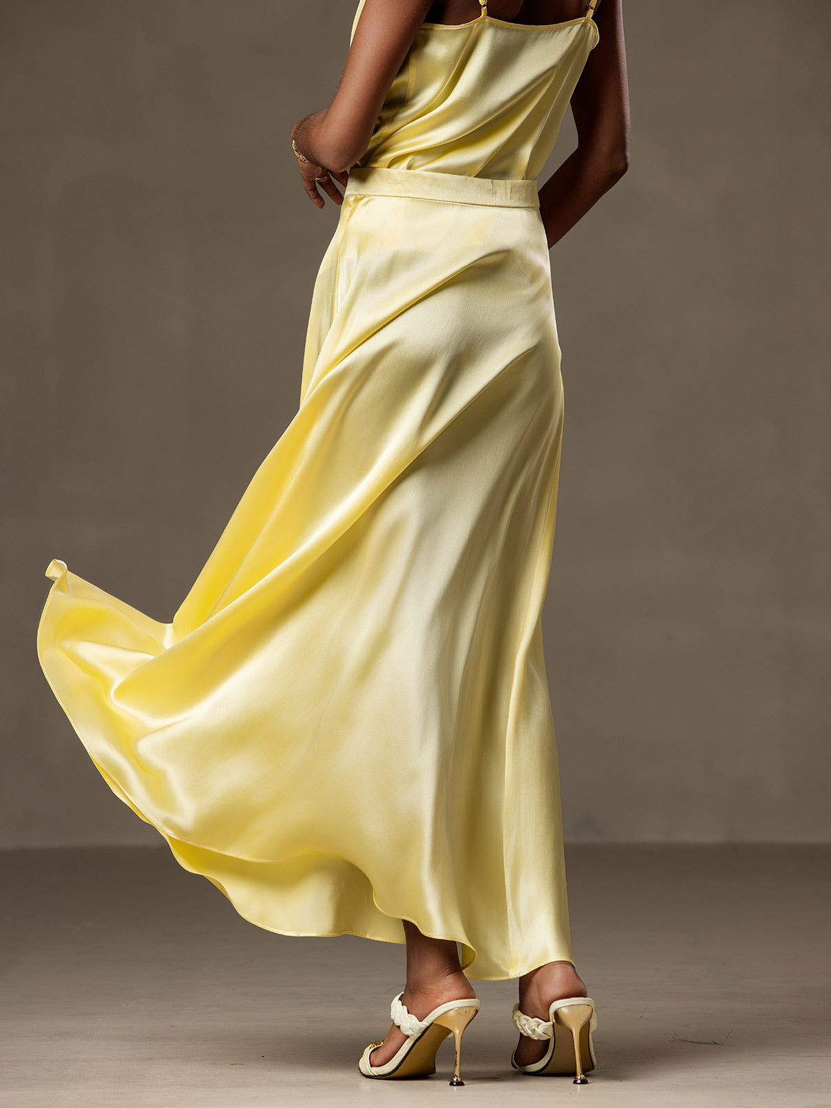 [Lys Gul] SilkSilky-NO 19Momme Silke Skirt 002