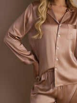 [Toscana] SilkSilky-NO Long Sleeve Lapel Collar Pyjamas for Kvinner 004