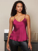 [Fuchsia] SilkSilky-NO Spaghetti Strap V Neck Camisole Topp 004