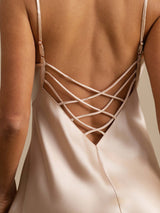 [Rosa] SilkSilky-NO Spaghetti Strap V Neck Nattkjole 006
