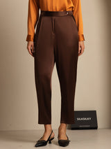 [Mørk Sjokolade] SilkSilky-NO 19Momme Silke Womens Pants 005