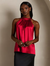 [Vin] SilkSilky-NO Sleeveless Halterneck T-skjorte for Kvinner 006