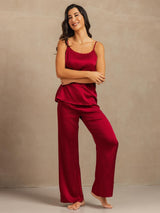 [Vin] SilkSilky-NO 19Momme Spaghetti Stropp Dyp Rund Halsutringning Camisole sett 003