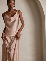 [Toscana] SilkSilky-NO Spaghetti Strap Cowl Neck Camisole Topp 003