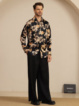 [Svart Drage] SilkSilky-NO Long Sleeve Lapel Collar Skjorte for Menn 008