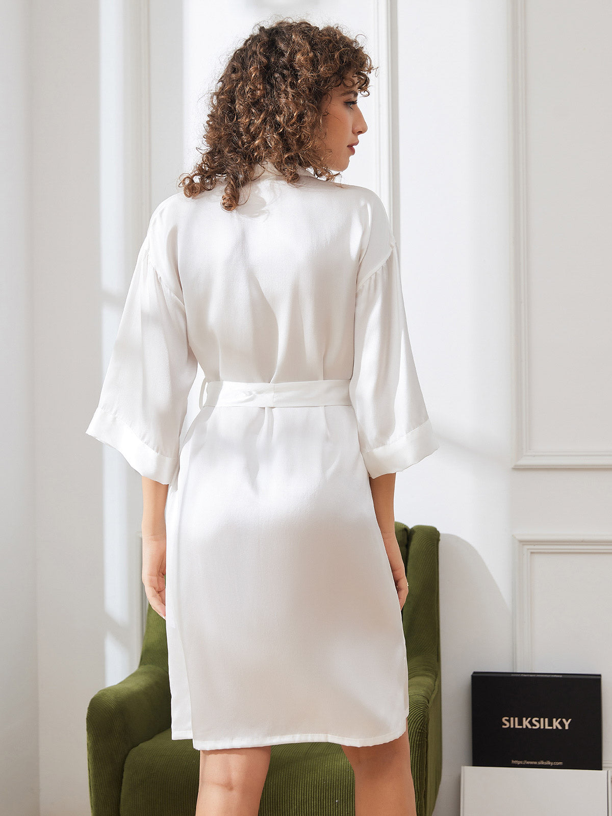 [Hvit] SilkSilky-NO Womens Robe 002