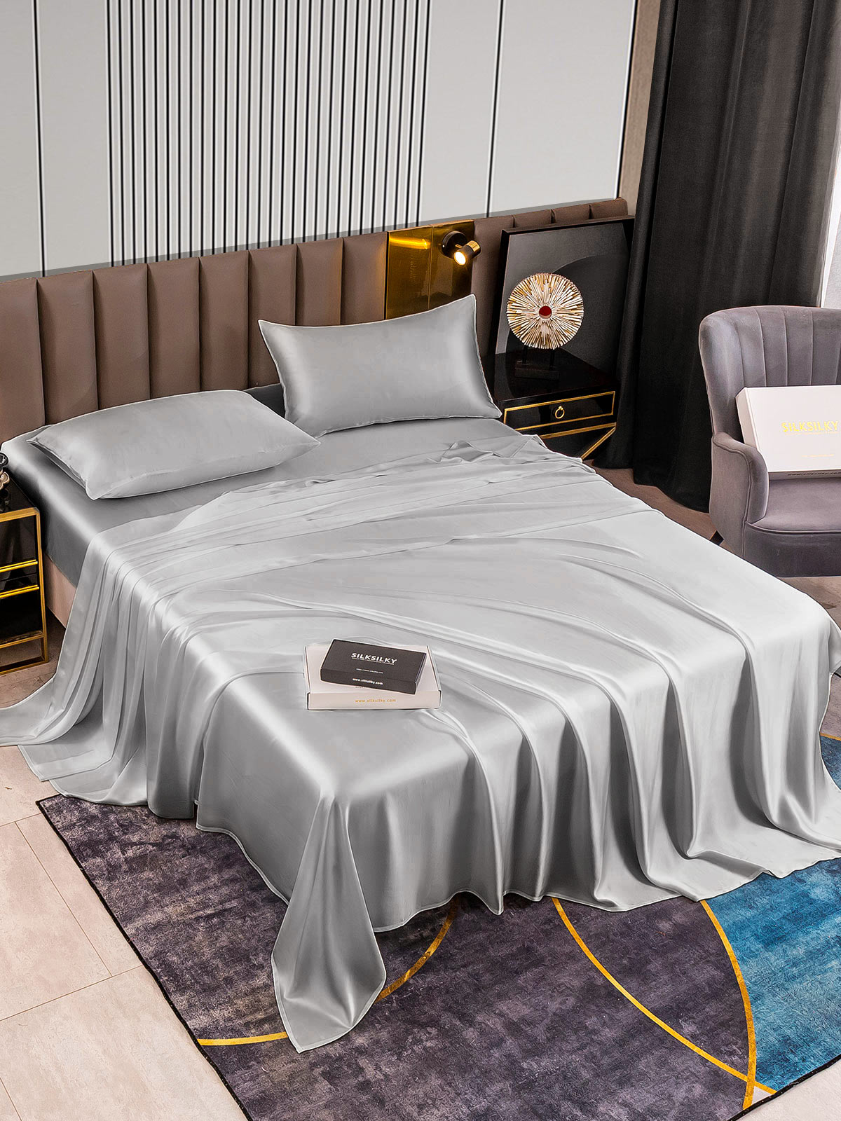 [Sølv] SilkSilky-NO 22Momme Bedding Set 002