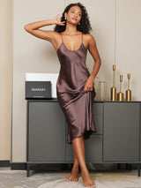 [Kaffe] SilkSilky-NO Spaghetti Strap V Neck Nattkjole 003