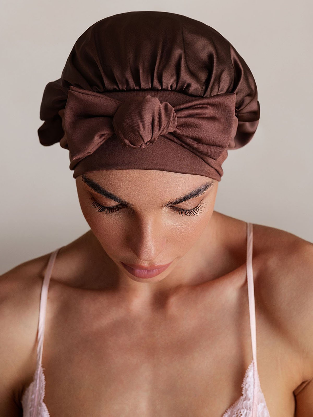 SilkSilky-NO Silke Sleep Cap Kaffe 004