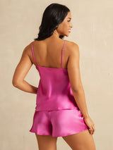[Rosenrød] SilkSilky-NO Spaghetti Strap V Neck Camisole sett 002