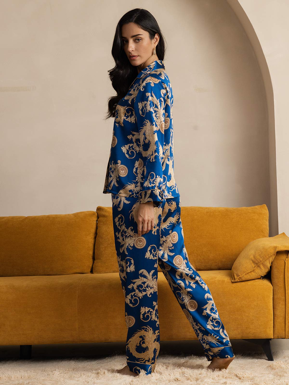 [Navy Drage] SilkSilky-NO Womens Pajamas 002