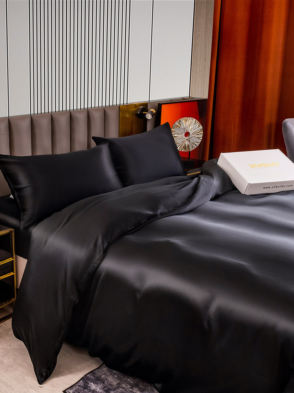 [Svart] SilkSilky-NO 22Momme Bedding Set 007