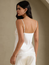 [Hvit] SilkSilky-NO V Neck Camisole Topp 002