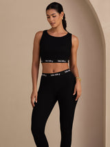 [Svart] SilkSilky-NO Sleeveless Crew Neck Women's Outfit Sets 005