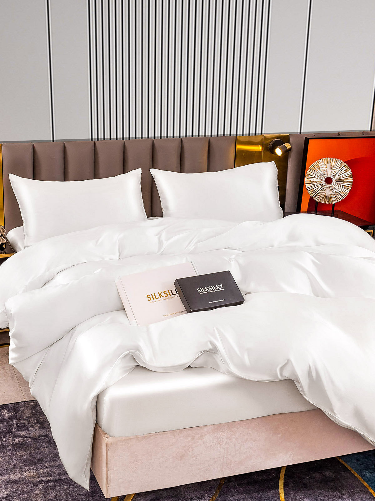 [Hvit] SilkSilky-NO 22Momme Bedding Set 005