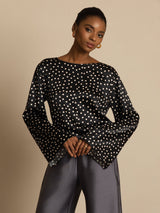 [Prikkete] SilkSilky-NO 19Momme Silke Bell Sleeve Blouse 001