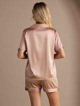[Toscana] SilkSilky-NO Short Sleeve Lapel Collar Pyjamas for Kvinner 002