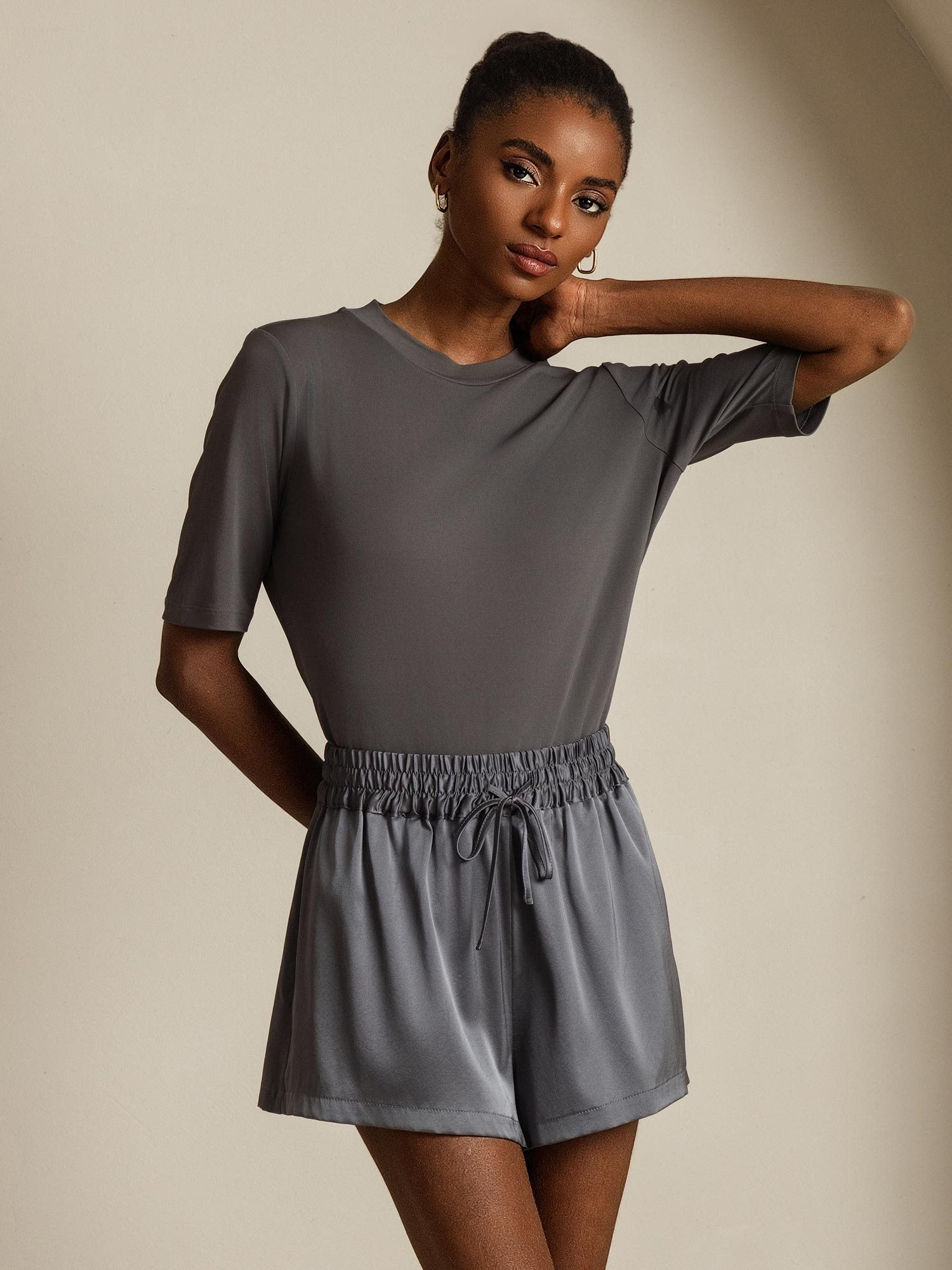[Grå] SilkSilky-NO Silke Womens T-Shirt 001