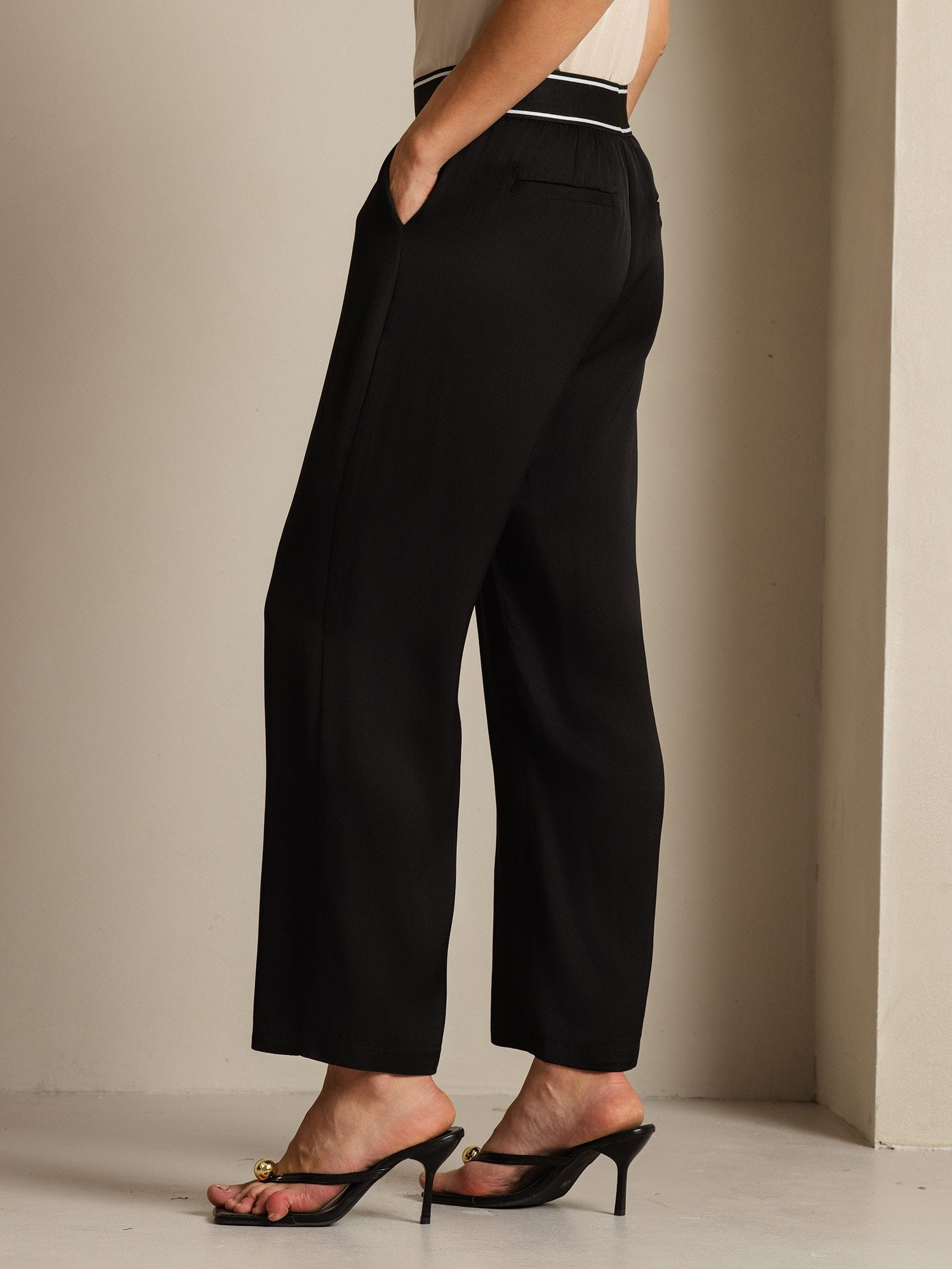 [Svart] SilkSilky-NO 22Momme Silke Womens Pants 003