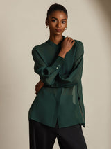 [Mørk Grønn] SilkSilky-NO Silke Womens Shirt 003