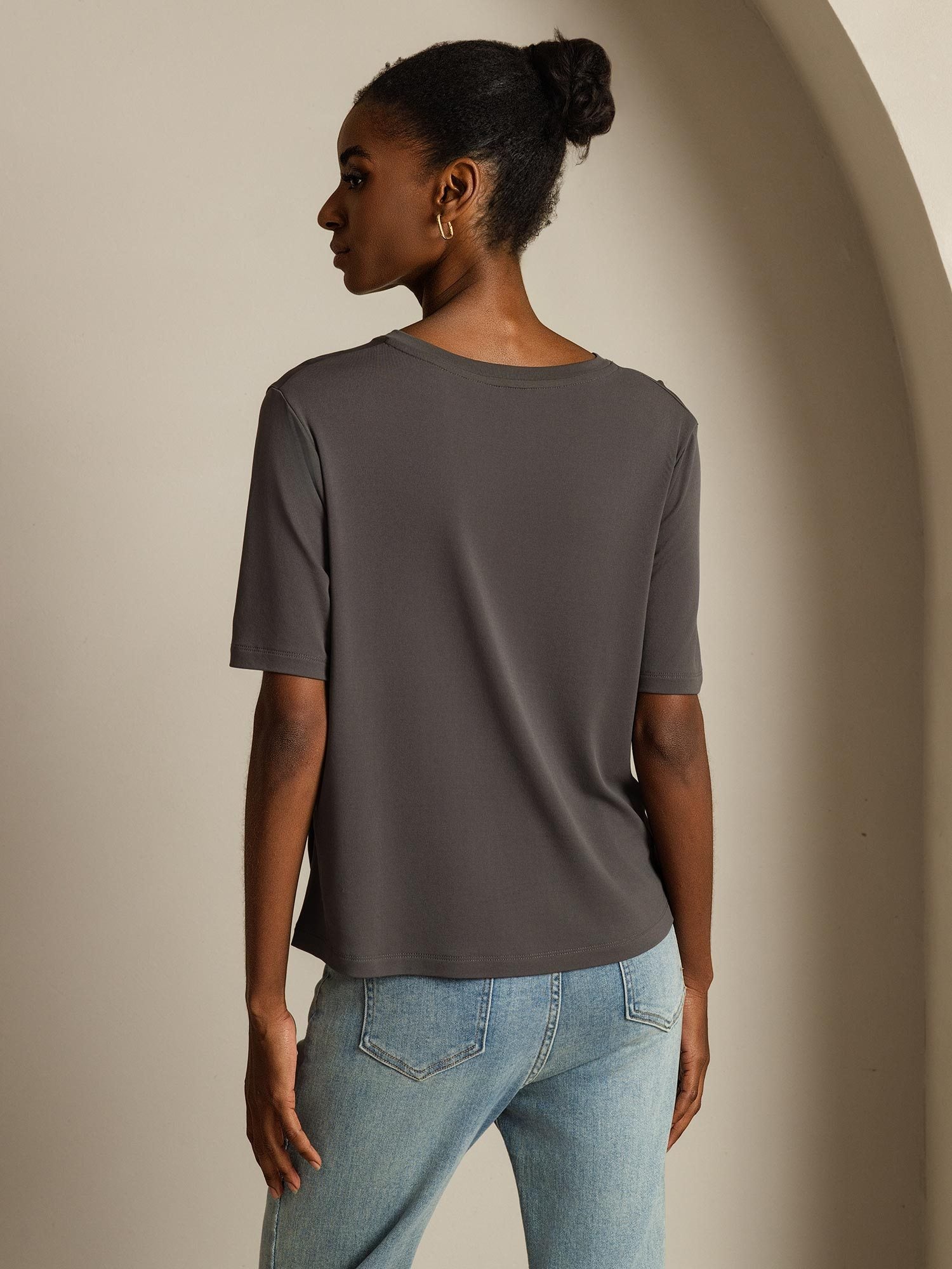 [Grå] SilkSilky-NO Silke Womens T-Shirt 002