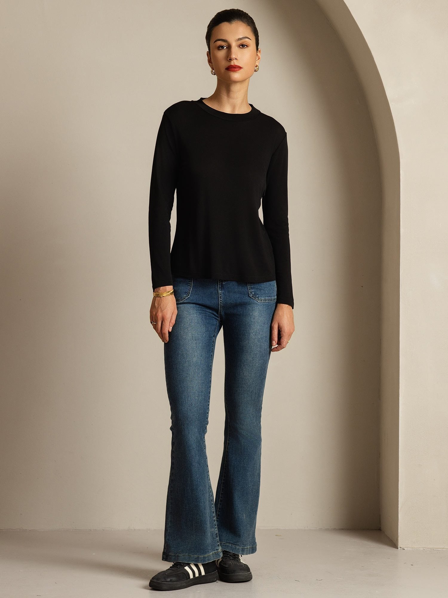 [Svart] SilkSilky-NO Silke Womens T-Shirt 008,