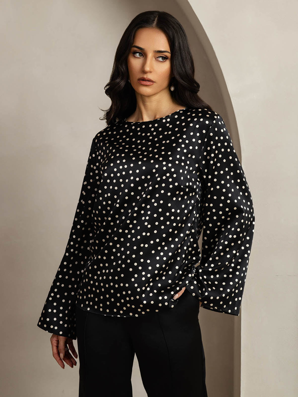 [Prikkete] SilkSilky-NO 19Momme Silke Womens T-Shirt 001