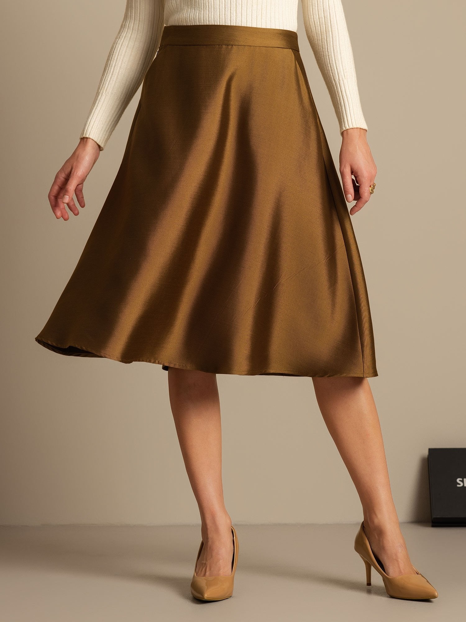 [Bronse] SilkSilky-NO 32Momme Silk-Wool Blend Skirt 003,