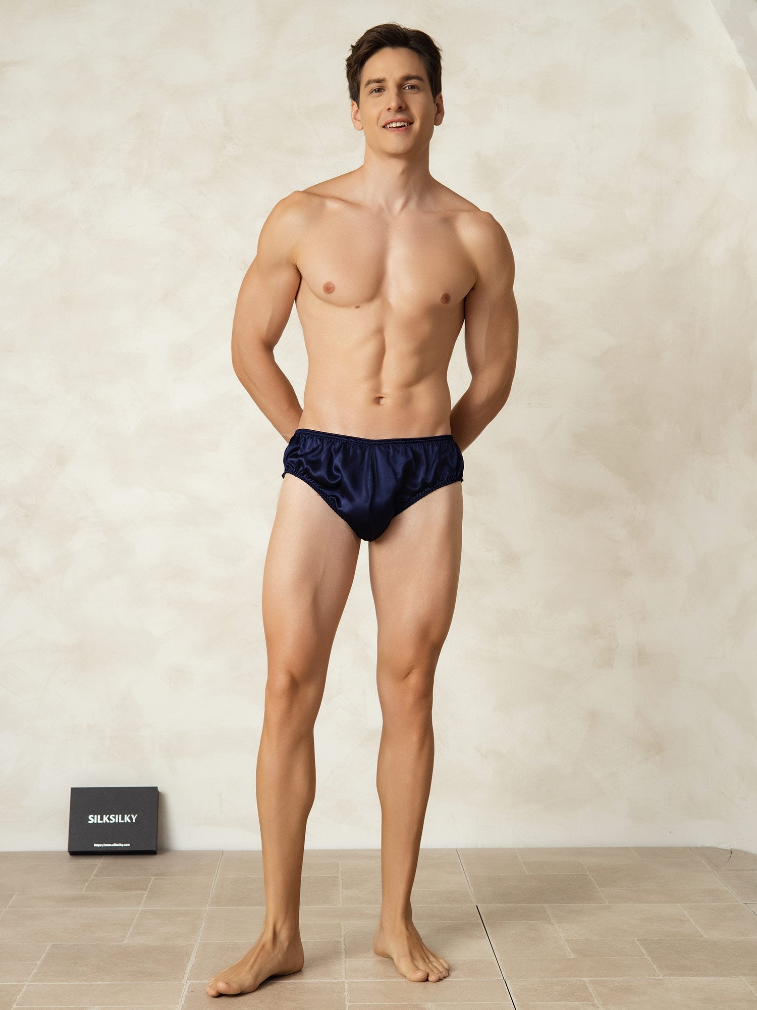 [Mørkeblå] SilkSilky-NO Silke Mens Underwear 003
