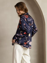 [Marine Blomster] SilkSilky-NO 19Momme Langermet Slagkrage Skjorte for Kvinner 002