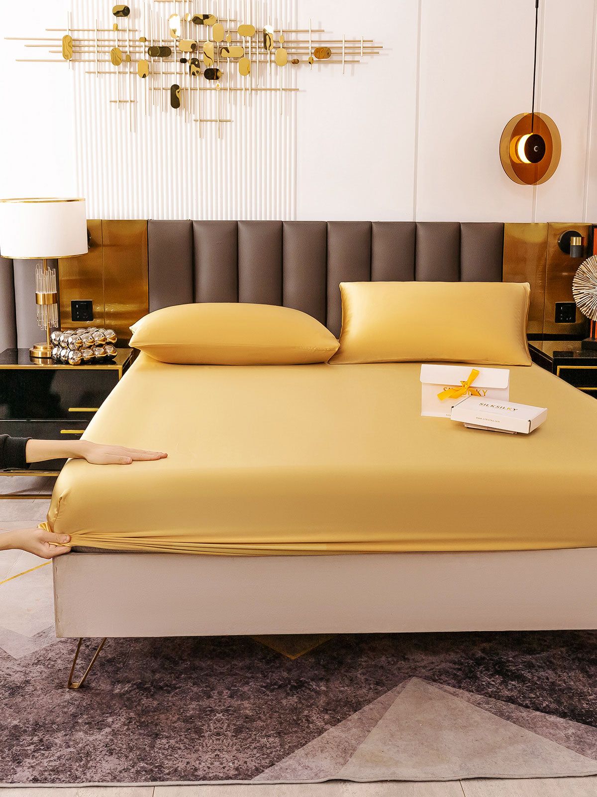 [Champagne] SilkSilky-NO 19Momme Bedding Set 005