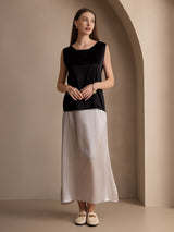 [Svart] SilkSilky-NO Sleeveless Round Neck Camisole Topp 005