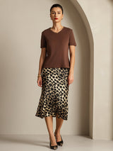 [Kaffe] SilkSilky-NO Short Sleeve V Neck T-skjorte for Kvinner 008