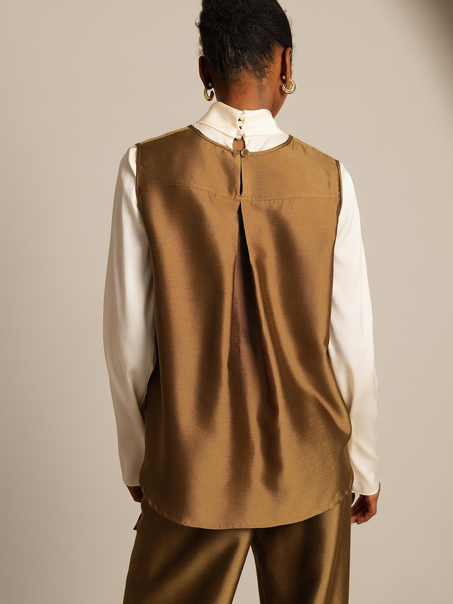 [Bronse] SilkSilky-NO 32Momme Silk-Wool Blend Womens Vest 002,